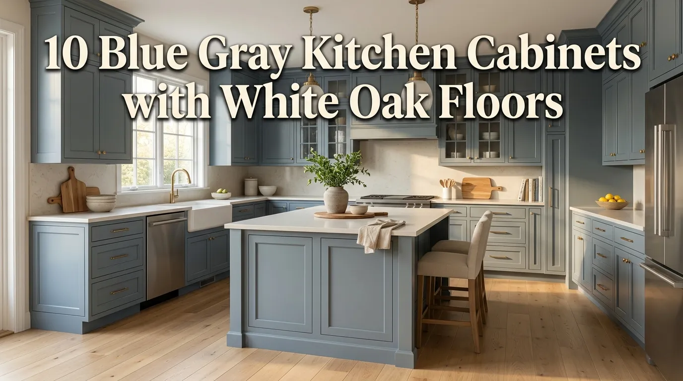 Blue Gray Kitchen Cabinets with White Oak Floors